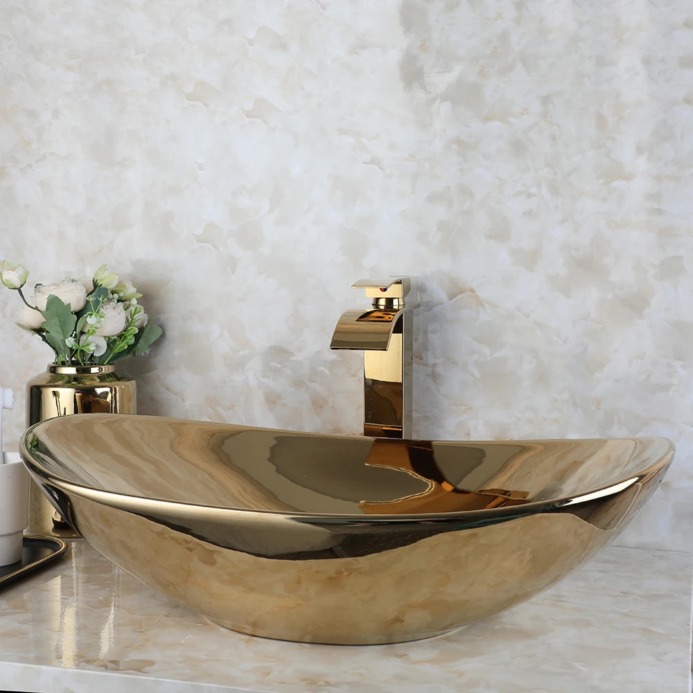 Kemaidi Ceramic Vessel Sink With Elegant Faucet Assembly Kit
