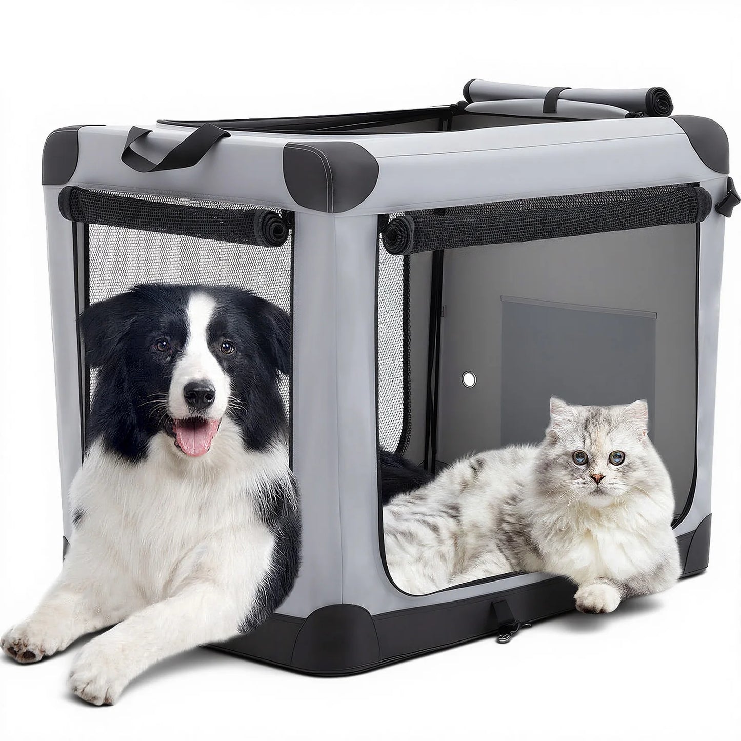 JHK 600D Oxford Foldable Dog Crate With Three Doors Indoor