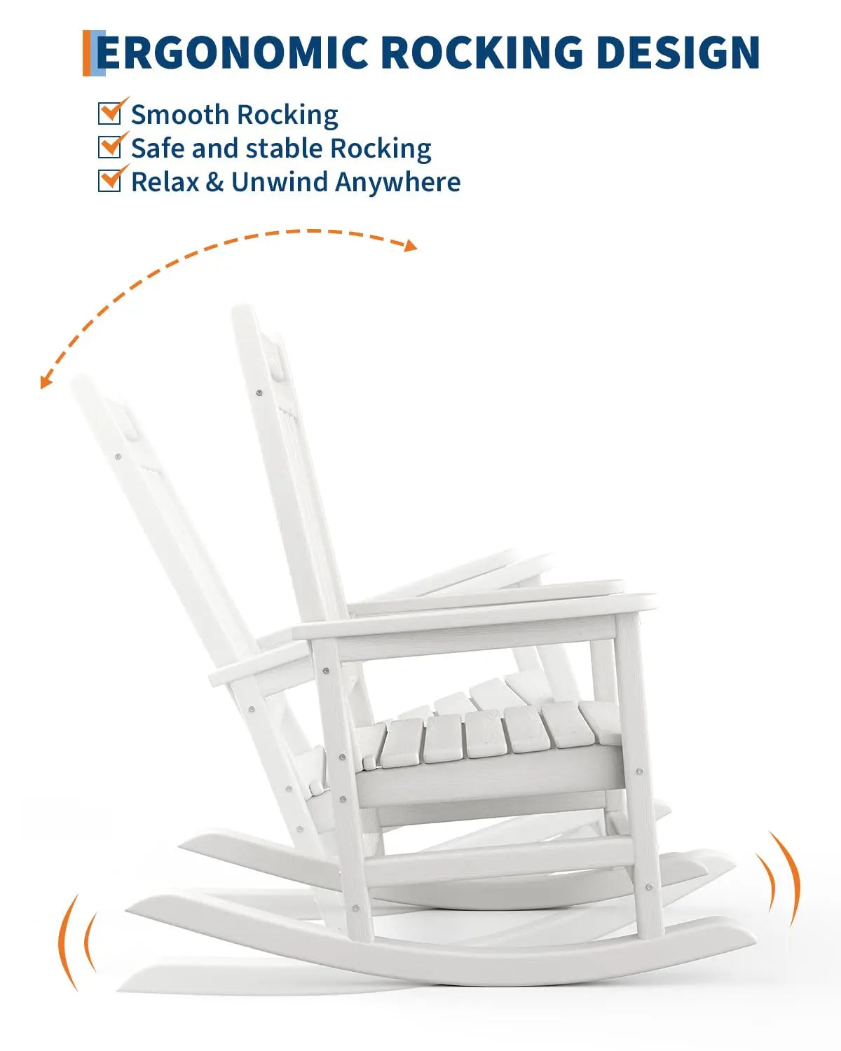 HDPE High Back Rocking Chair With Side Table Outdoor Furniture