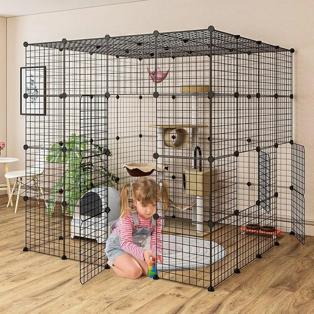 Detachable Metal Wire Cat Kennel With Exercise Enclosure