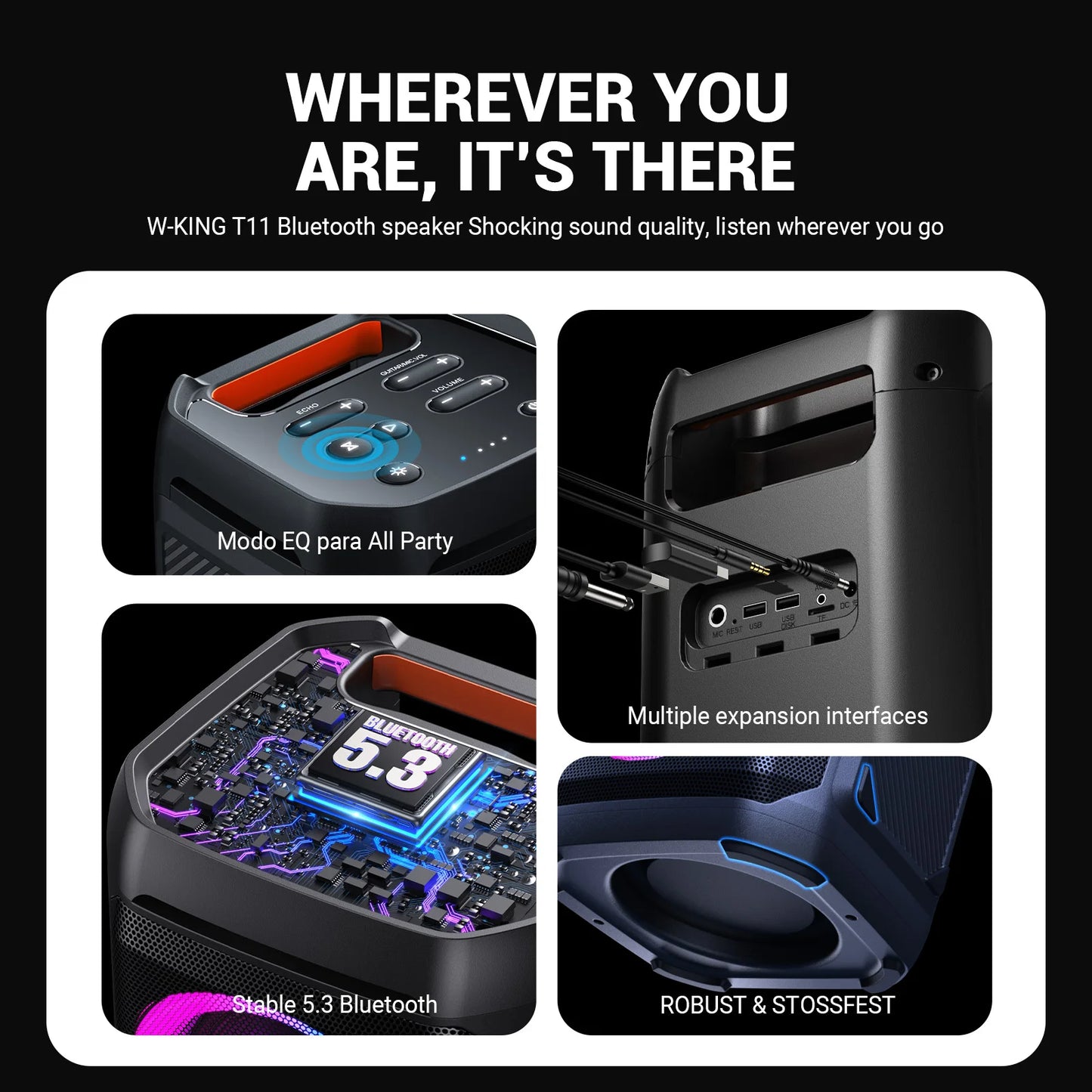 W-KING Wireless Bluetooth Speaker With Deep Bass And Waterproof Design