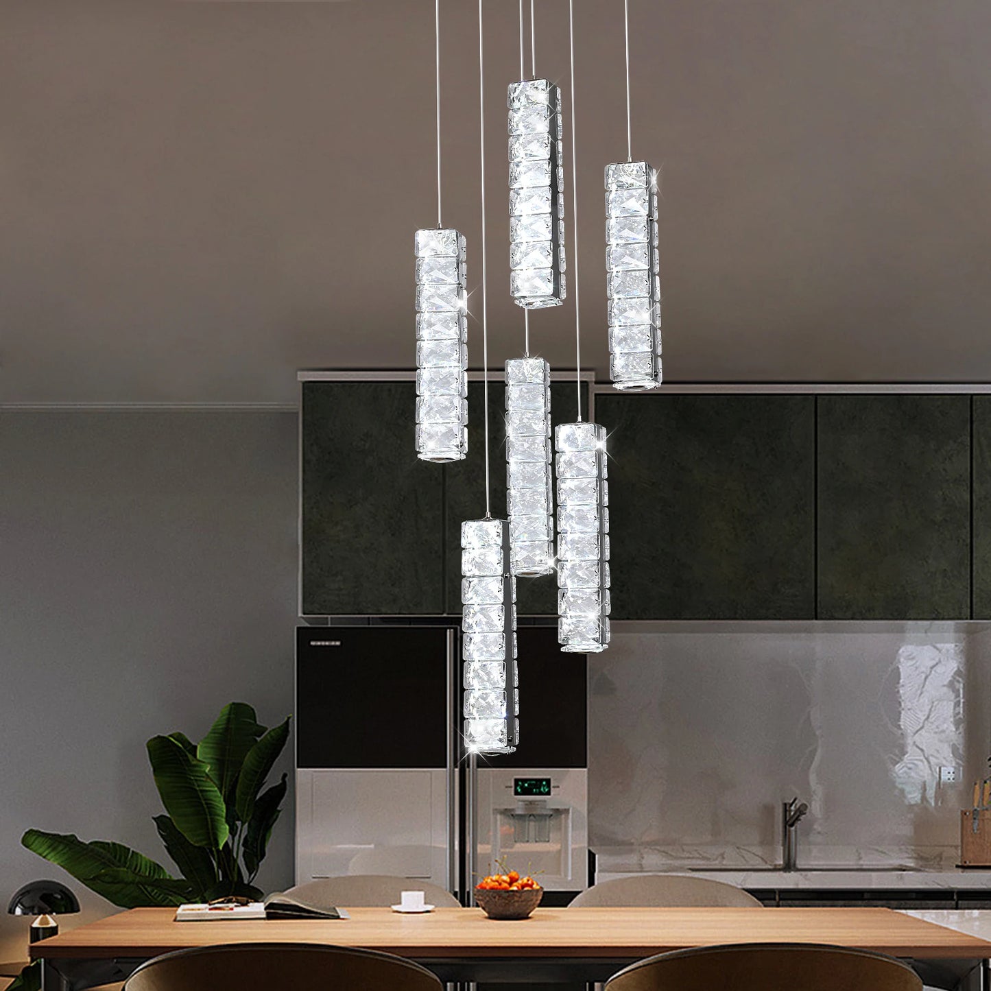 VETRULUS Crystal LED Pendant Chandelier For Living Room