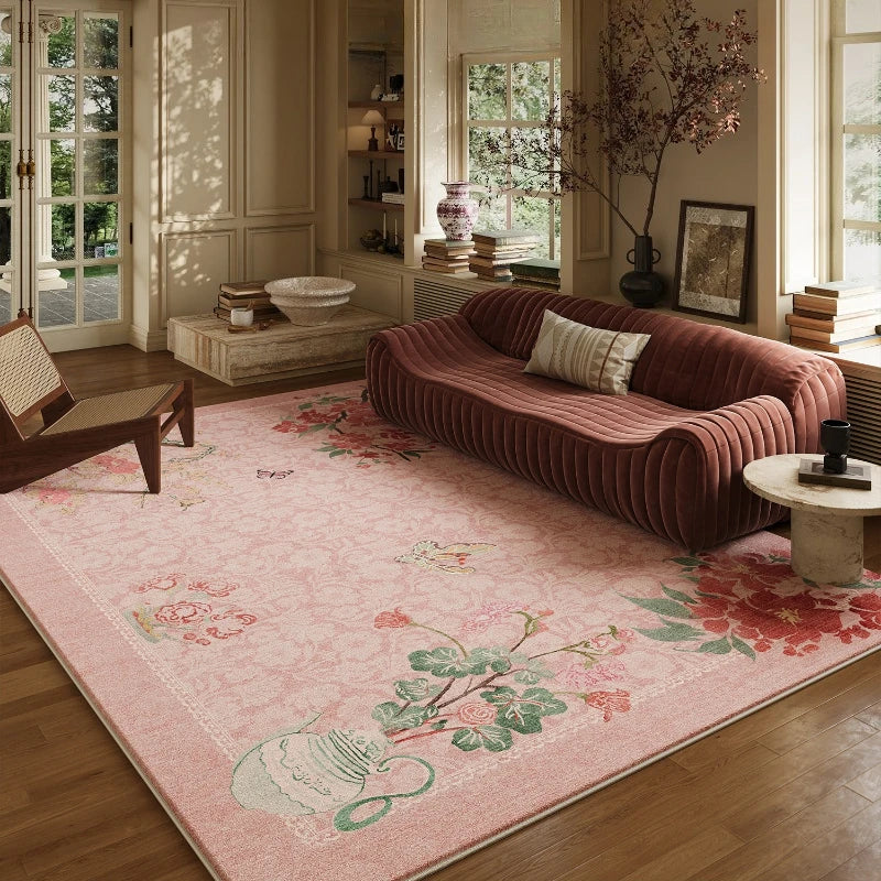 French Style Plush Floral Pattern Area Rug For Living Room Decor
