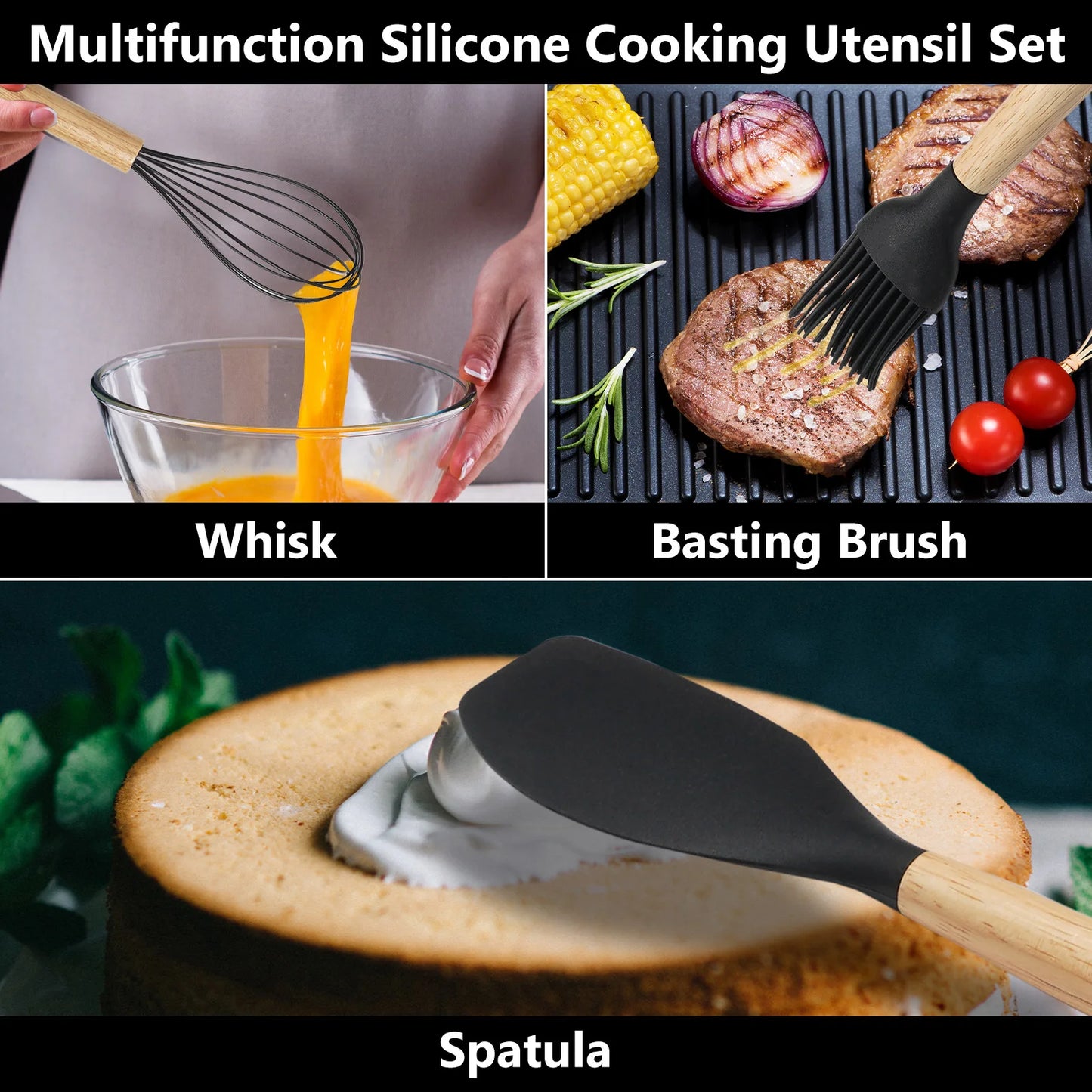 KOOMADE 12 Piece Heat Resistant Silicone Kitchen Utensil Set