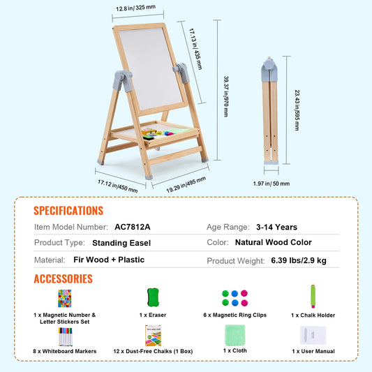 SucceBuy Wooden Magnetic Drawing Board Art Easel For Kids