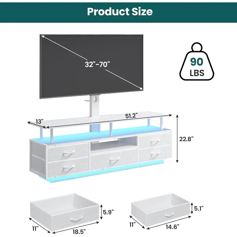 Modern TV Stand with Integrated Power Outlets and Storage