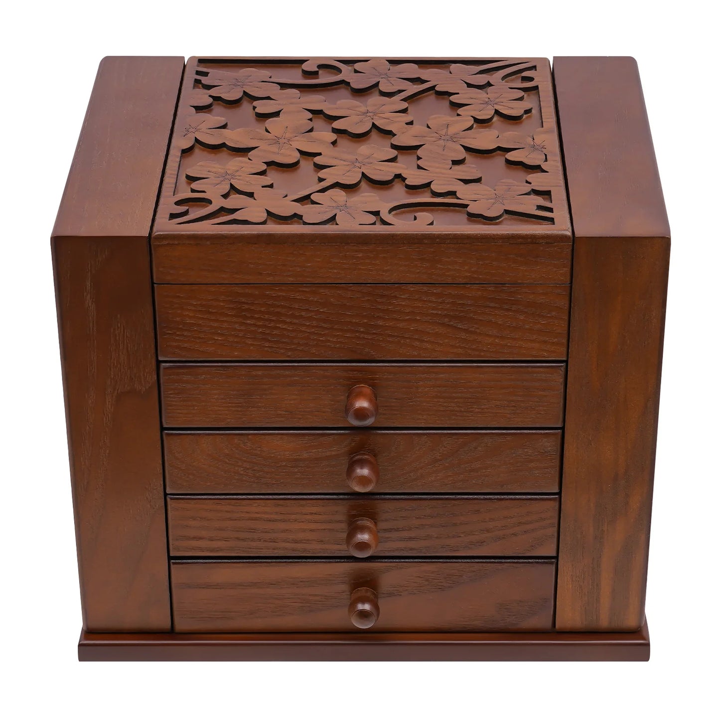 5 Layer Expandable Jewelry Box Featuring Built In Mirror Organizer