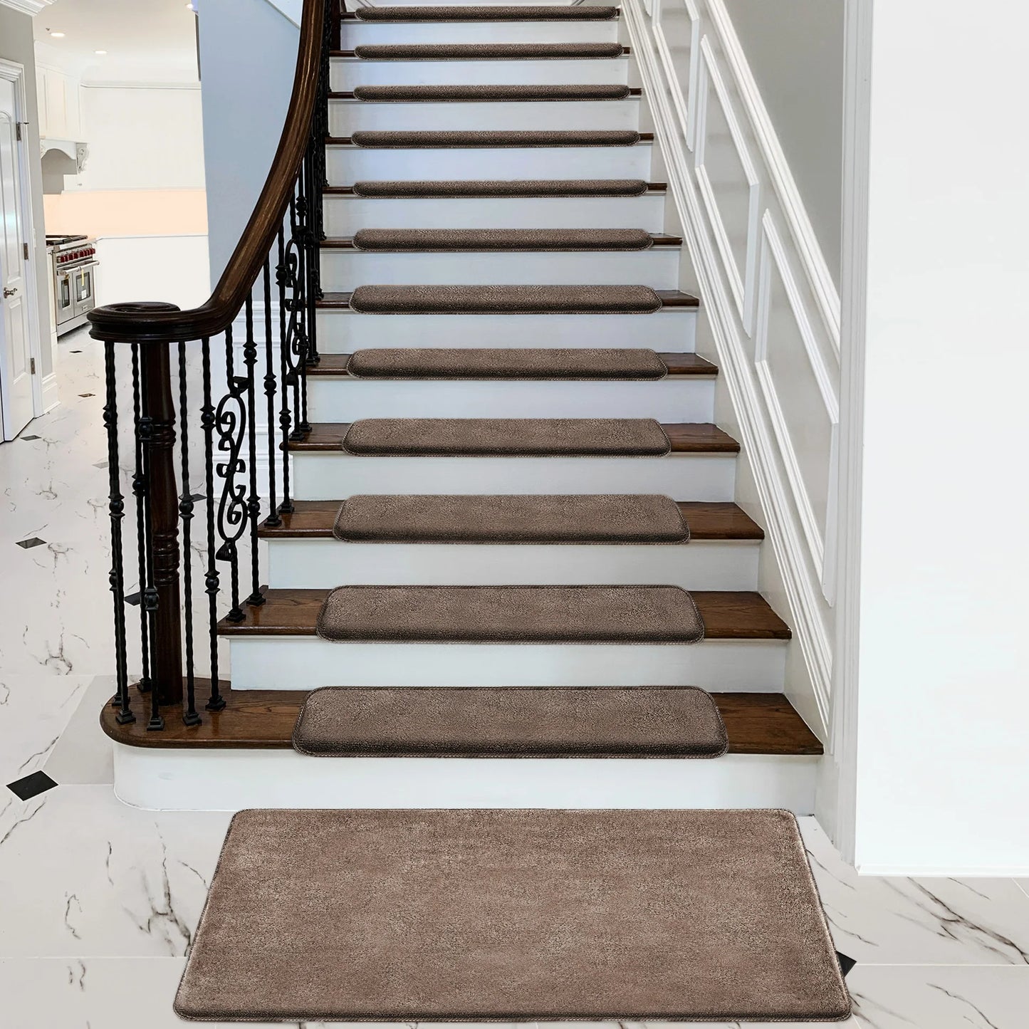 Bullnose Non Slip Stair Treads Self Adhesive Carpet Mats