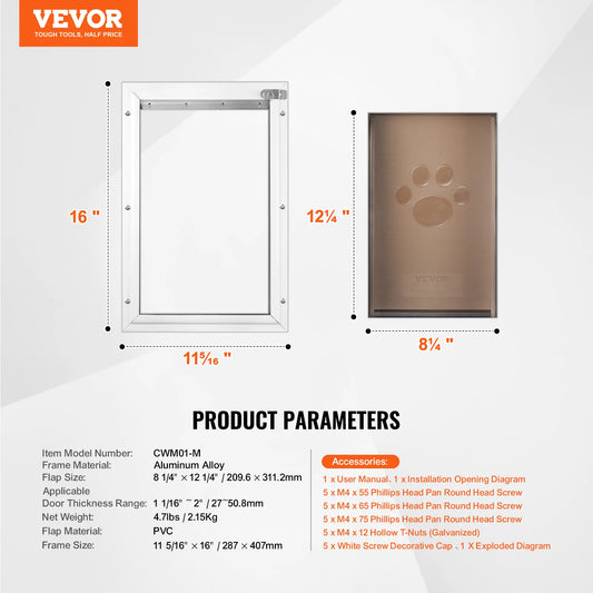 SucceBuy Aluminum Pet Door With Weatherproof Flap And Lock System