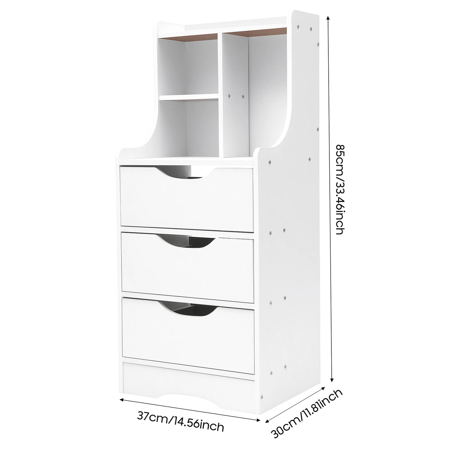 Bymaocar Three Drawer Nightstand Bedside Table for Bedroom Storage