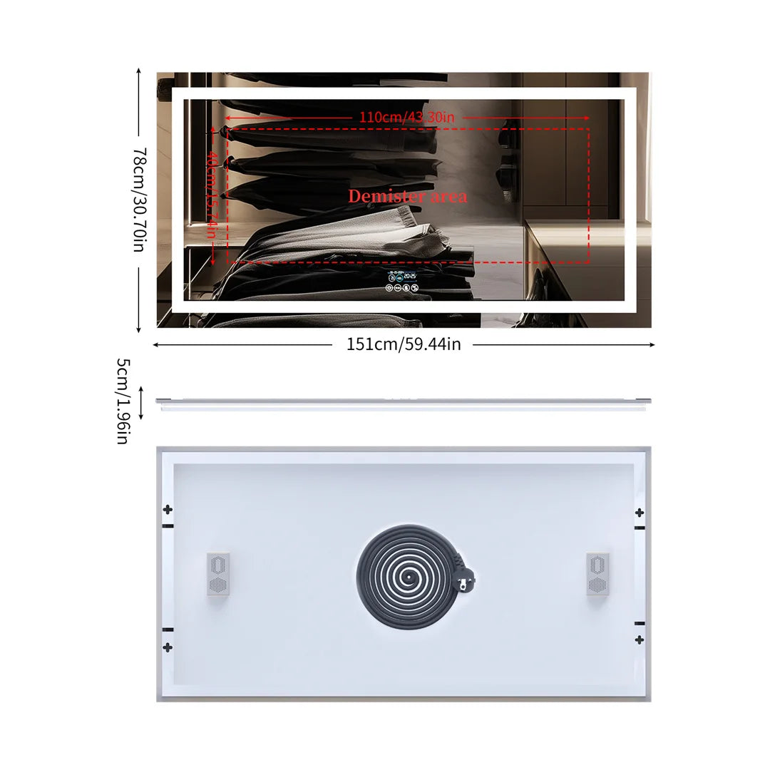 Luvodi Bluetooth Illuminated Bathroom Mirror With Digital Clock And Defog