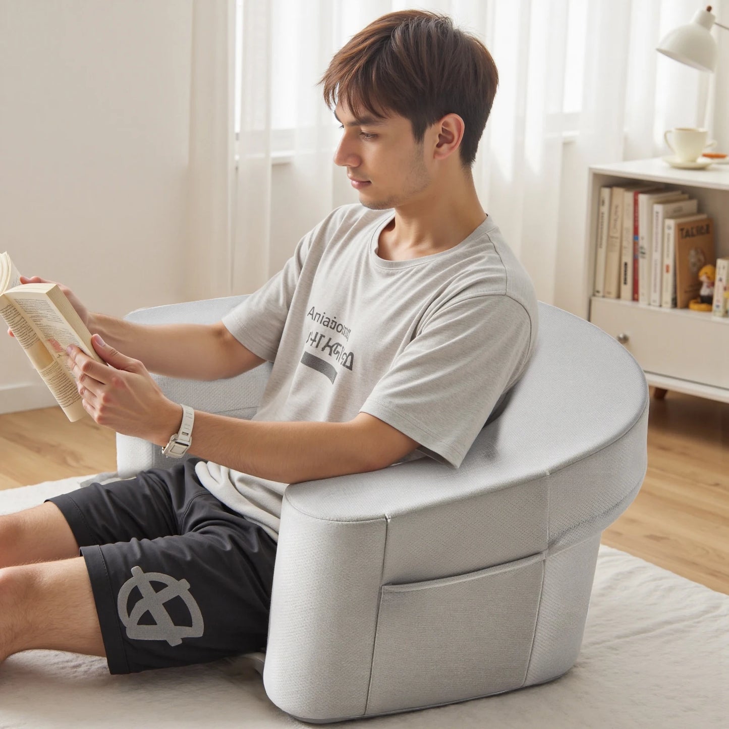 JHK Ergonomic Memory Foam Curved Reading Pillow Removable Washable Cover