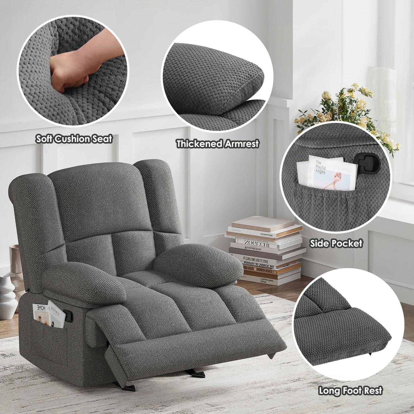 Farini Oversized Rocker Recliner Chair For Home Theater Seating