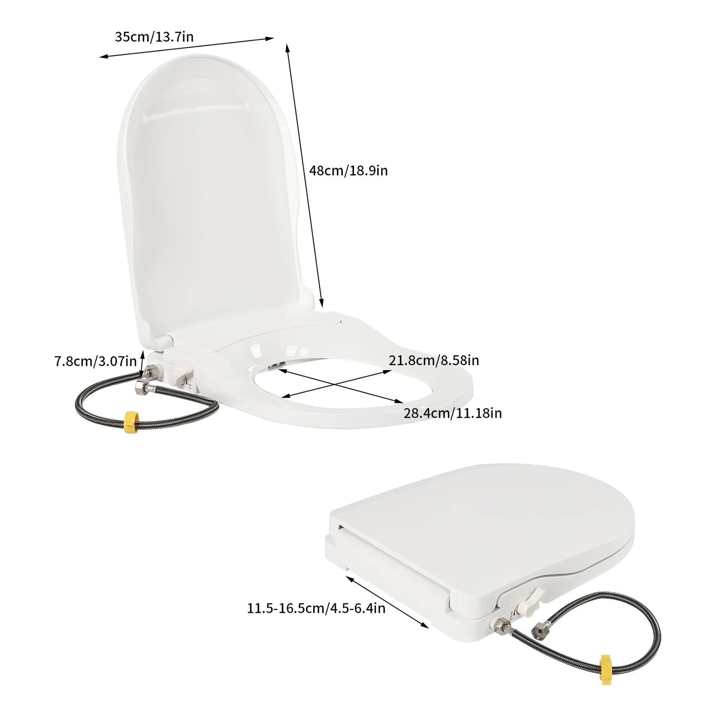 Non Electric Bidet Seat With Dual Nozzle For Elongated Toilets