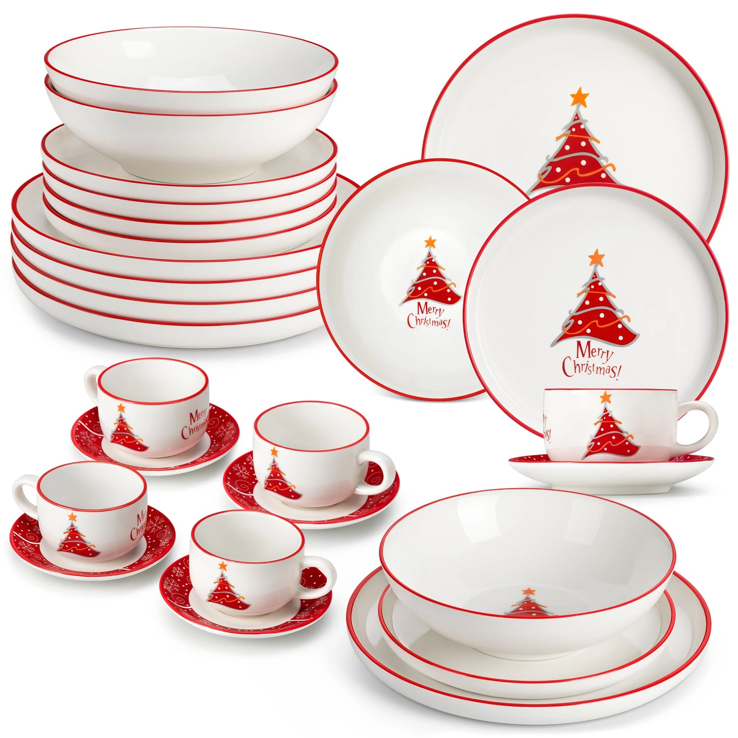 Malacasa Christmas Tree Ceramic Dinnerware Tableware Set
