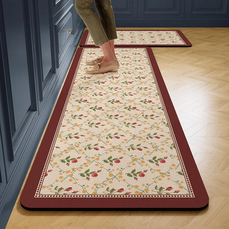 Facaishu PVC Leather Kitchen Floor Mat Waterproof Non Slip Rug