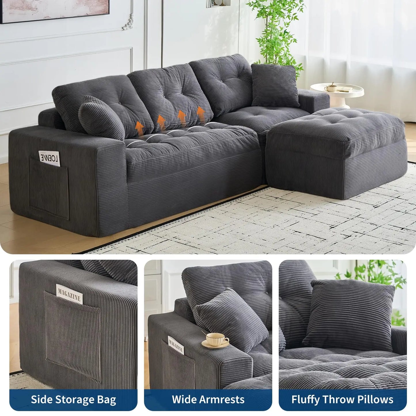 HobbyLane Modular Cloud Couch Sectional Sofa With Ottoman