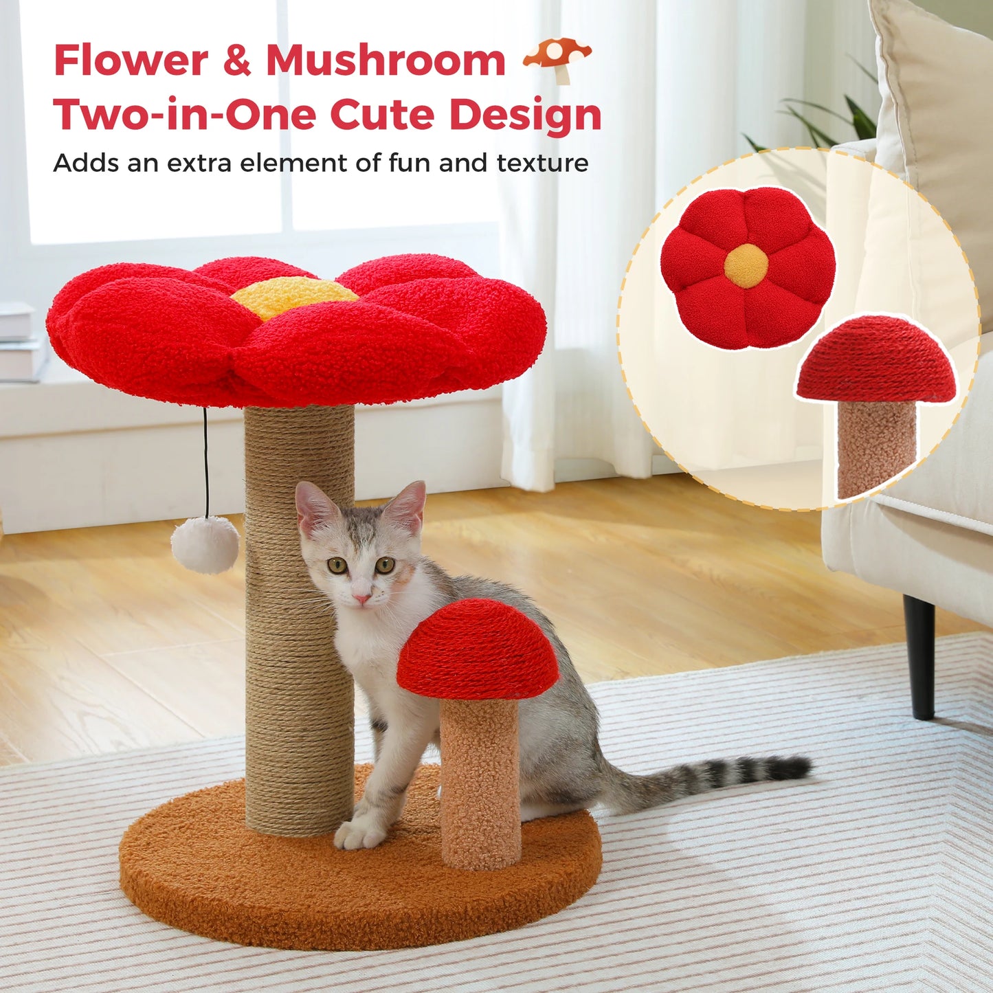 PAWZ Road Cat Scratching Post With Flower Bed Toy Ball
