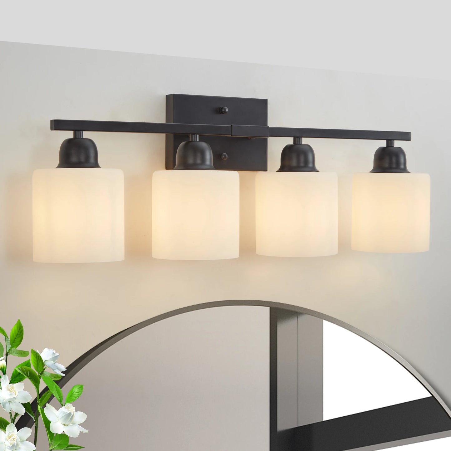 ARLGSITE Four-Light Vanity Light Fixture With Frosted Glass Shade