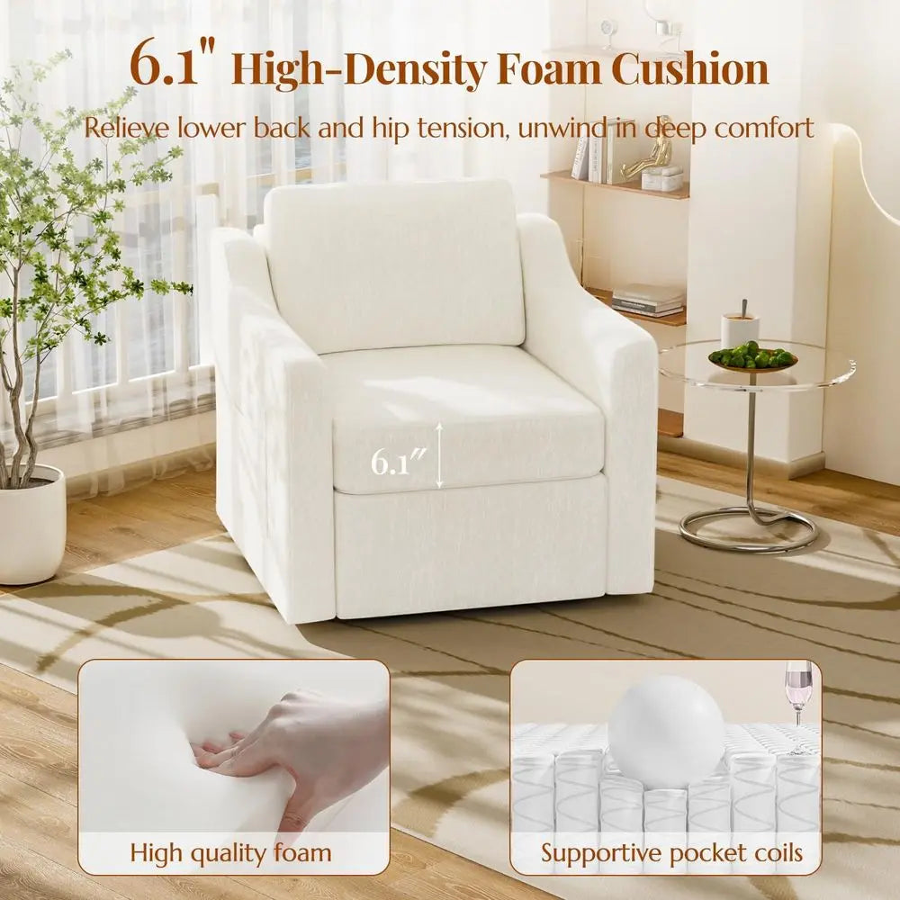 Contemporary Upholstered Chenille Swivel Accent Chair Set