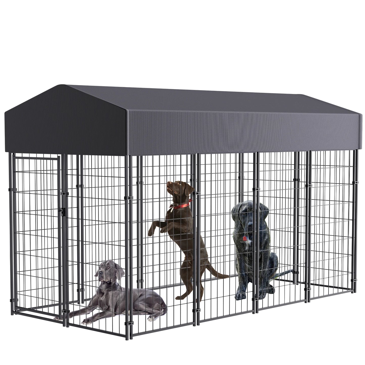 BINGOPAW Large Dog Kennel Welded Wire Crate With UV Cover