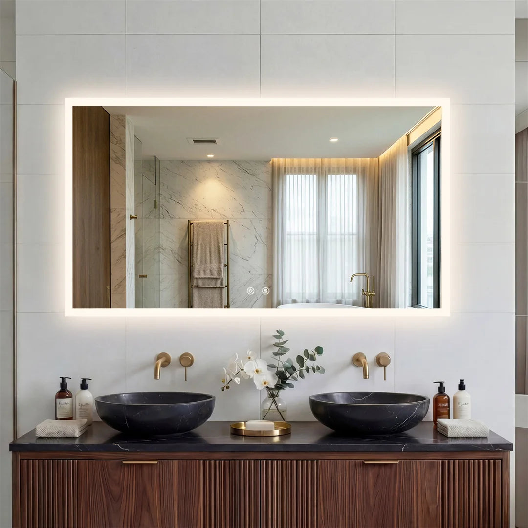 LUVODI LED Rectangular Wall Mount Vanity Mirror Defog 3 Temp