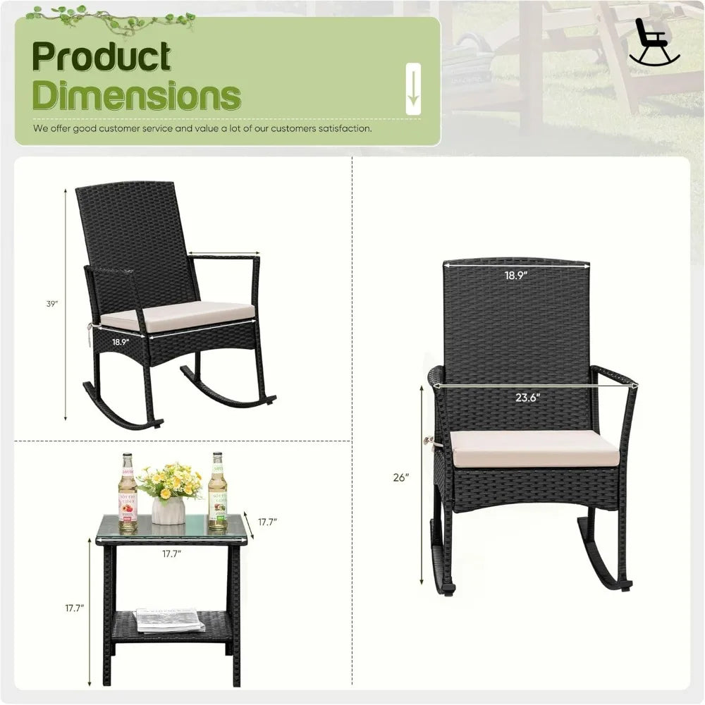Flamaker Outdoor PE Rattan Rocking Chair With High Back Patio