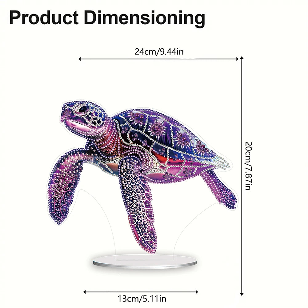 5D DIY Diamond Art Tabletop Decorations Acrylic Special Shape Sea Turtle Animals Diamond Painting Desktop Decorations for Home