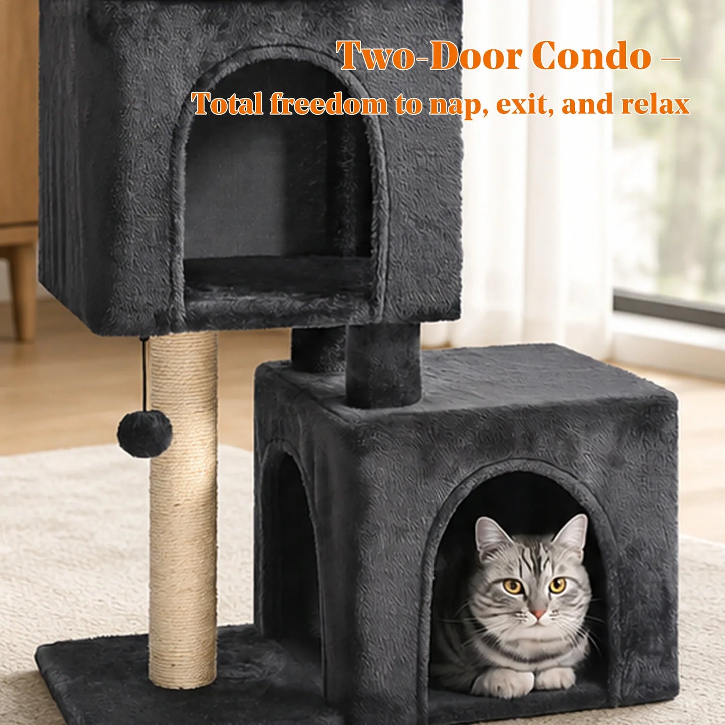 Pawz Road Cat Tower With Dual Condos And Sisal Scratching Post