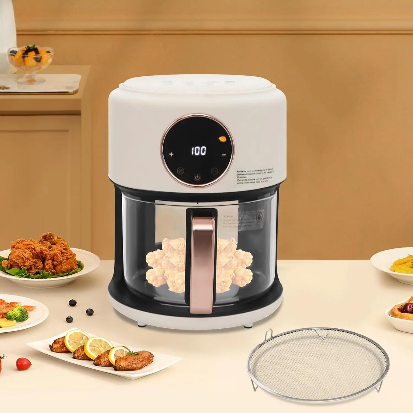 Portable Glass Compact Air Fryer With Digital Display 8 Presets