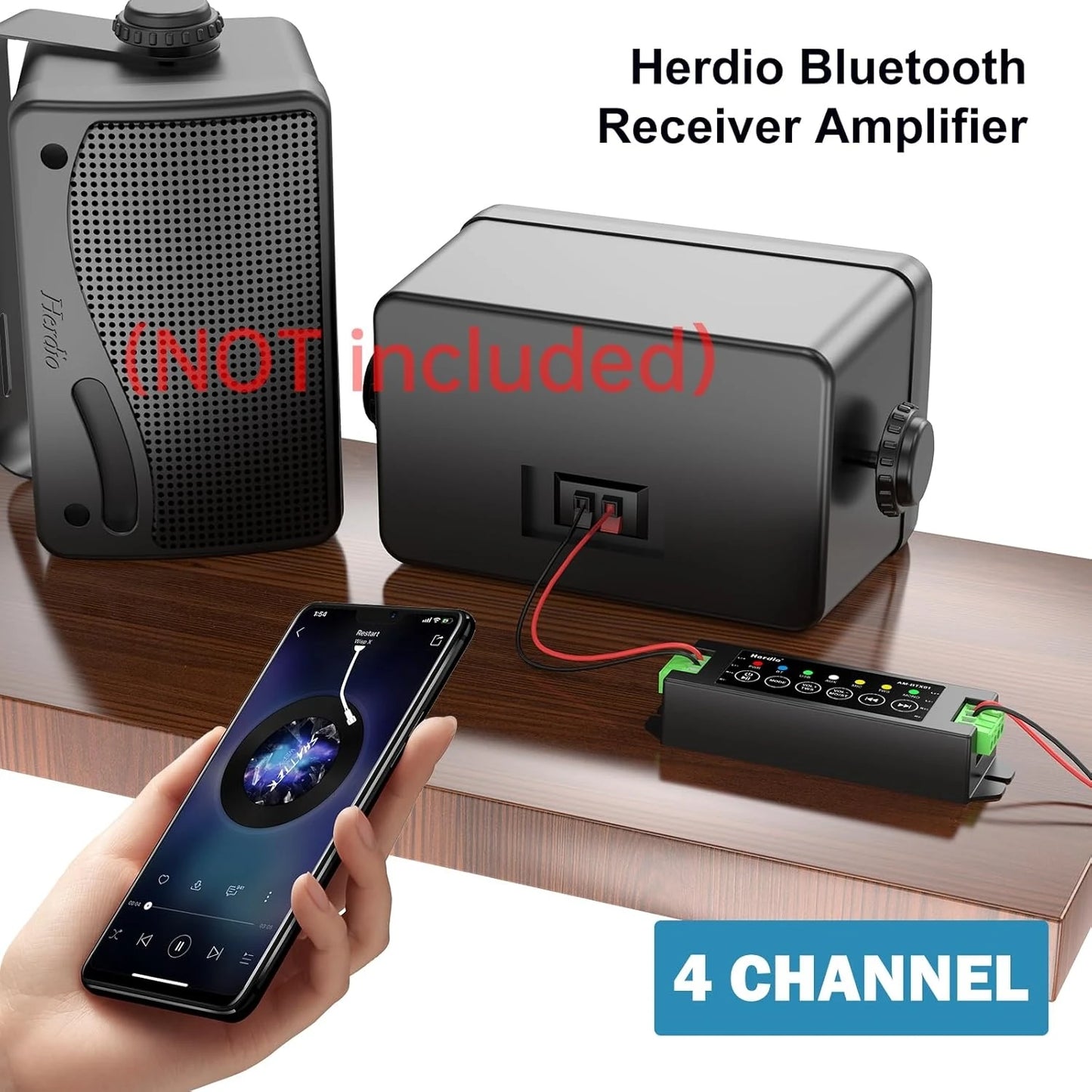 Herdio 4 Channel Bluetooth Amplifier 200W Power Output With USB
