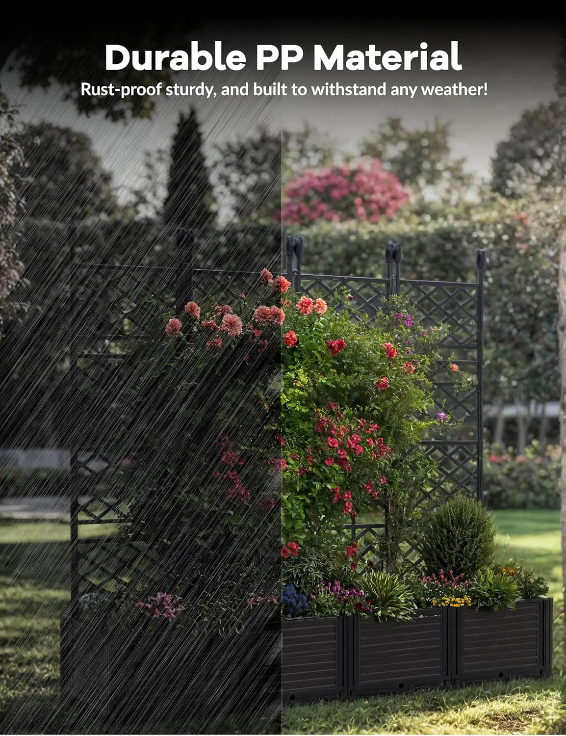Twister.Ck Plastic Planter Box With Trellis Rack For Balcony