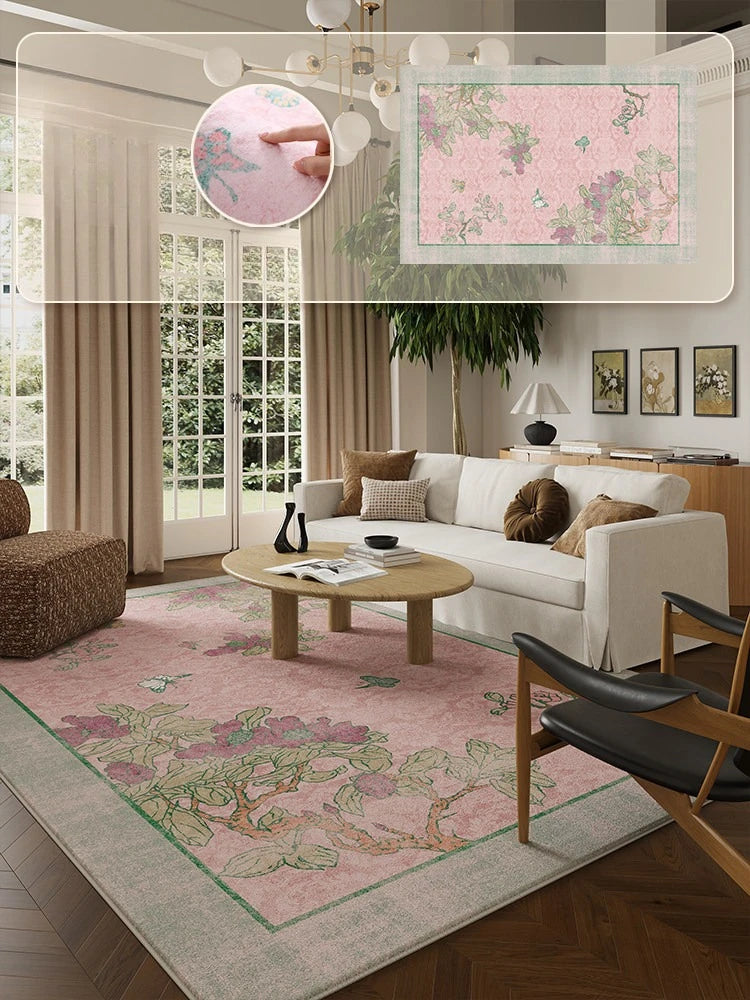 French Style Plush Floral Pattern Area Rug For Living Room Decor