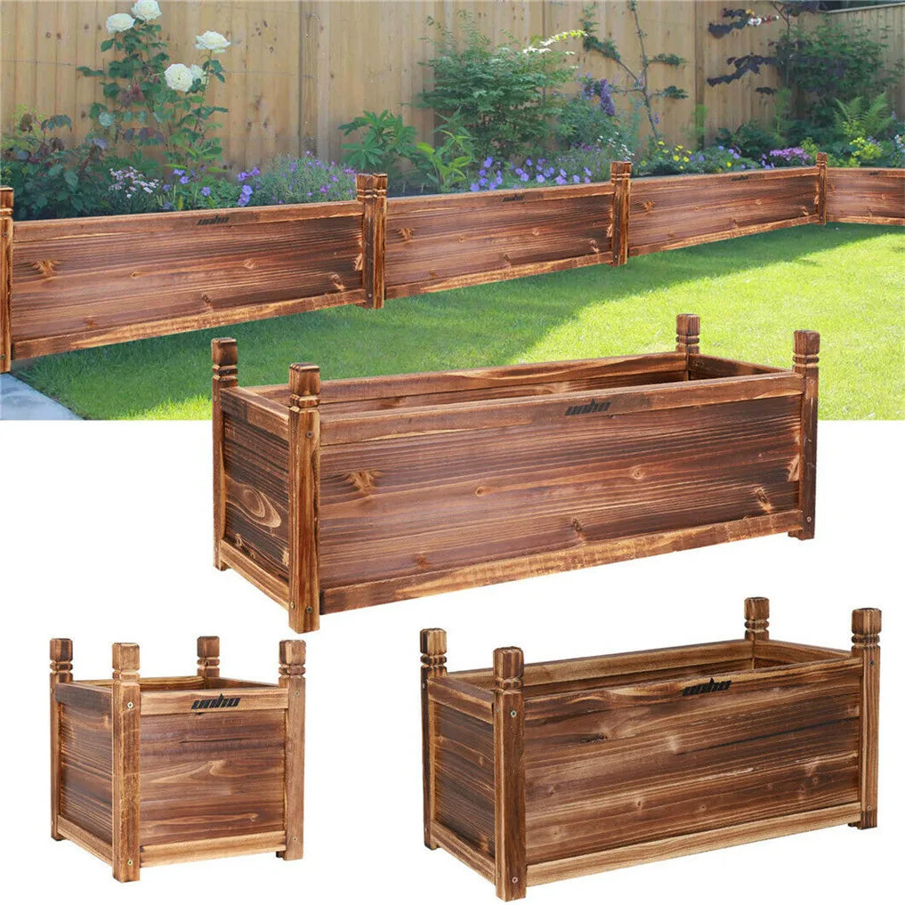 Premium Pine Wood Raised Planter Box For Indoor Garden Use