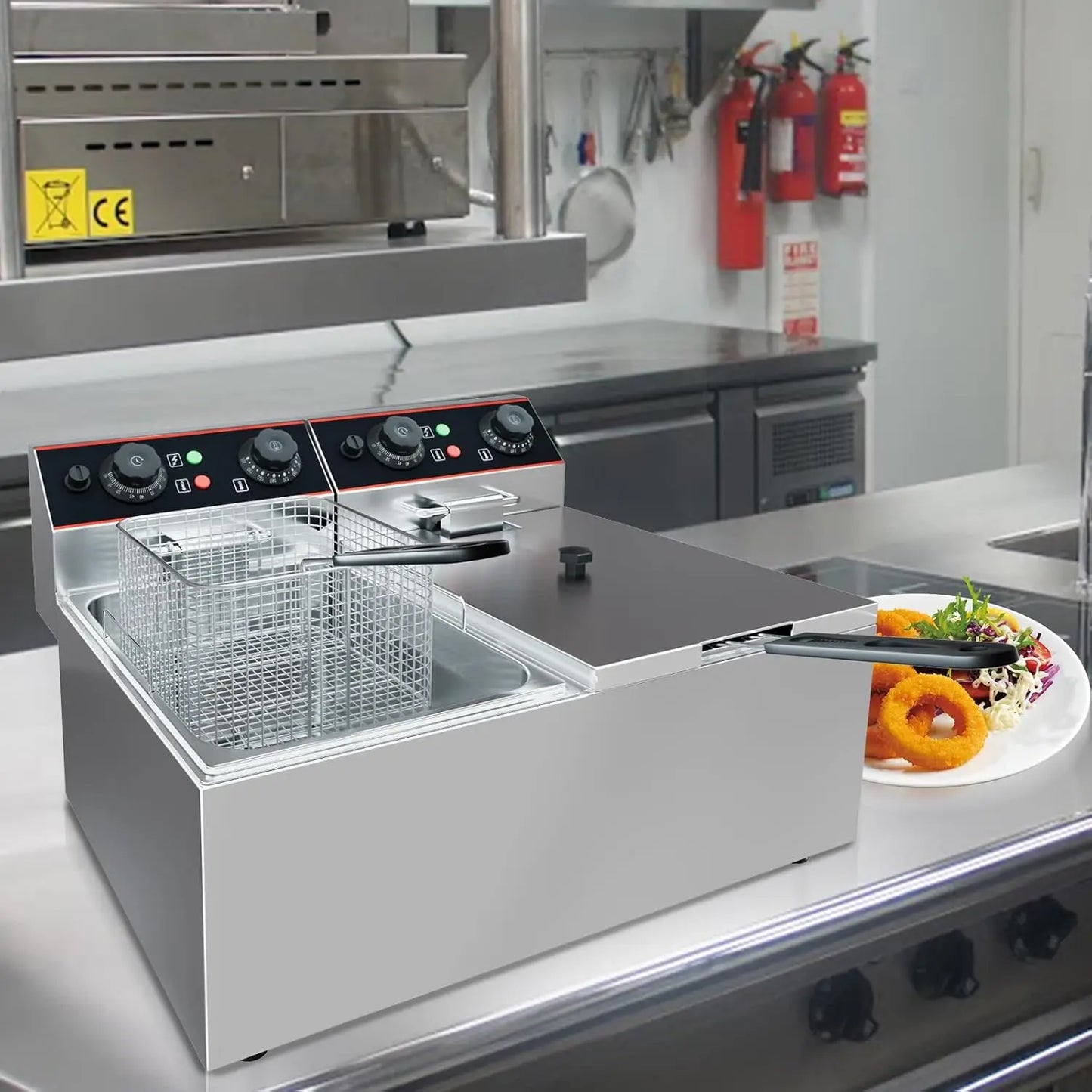 Acekool Commercial Electric Deep Fryer With Baskets Adjustable Temperature
