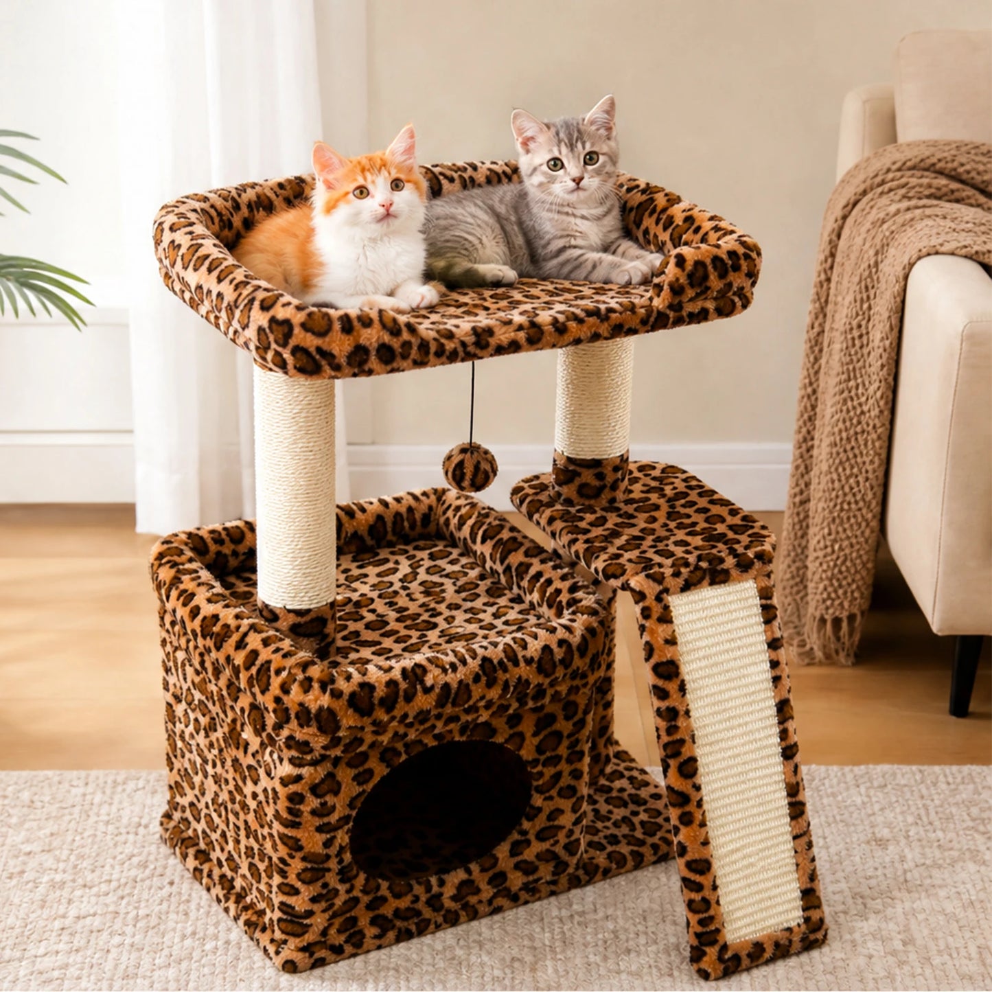 PAWZ Road Indoor Cat Tree Condo With Sisal Scratching Posts