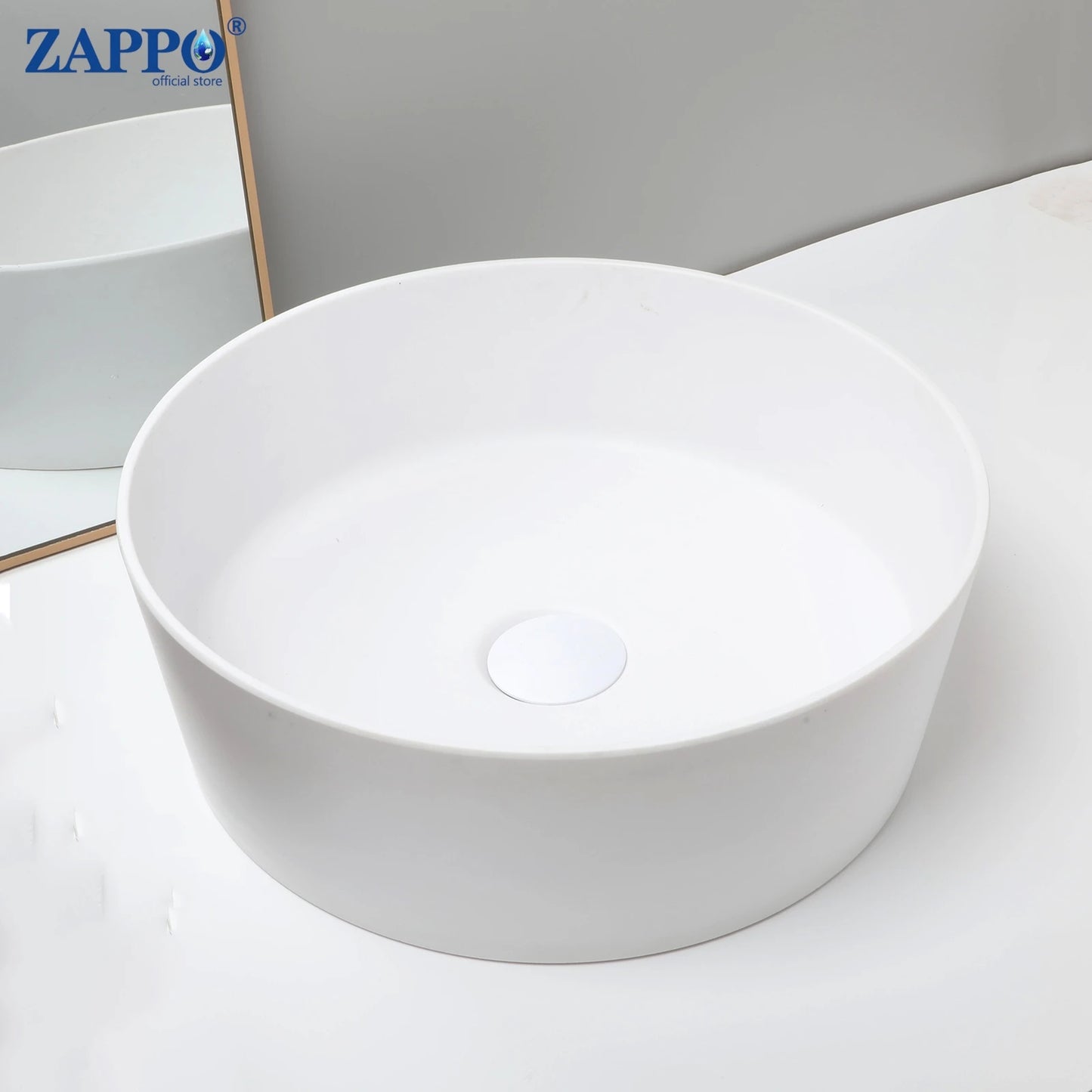 Mekkhal Stone Resin Above Counter Vessel Sink With Drain