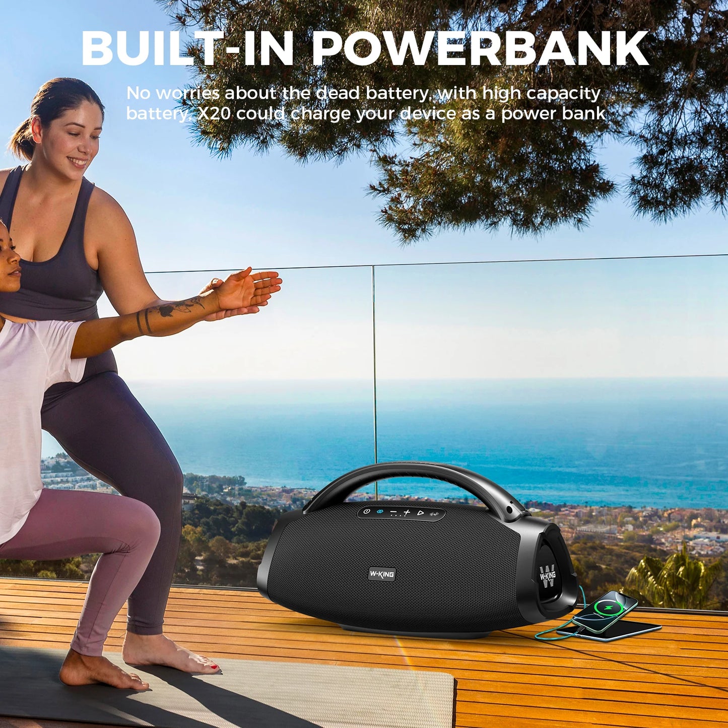 W-KING D20 Portable Bluetooth Speaker 200W Waterproof Outdoor Boombox