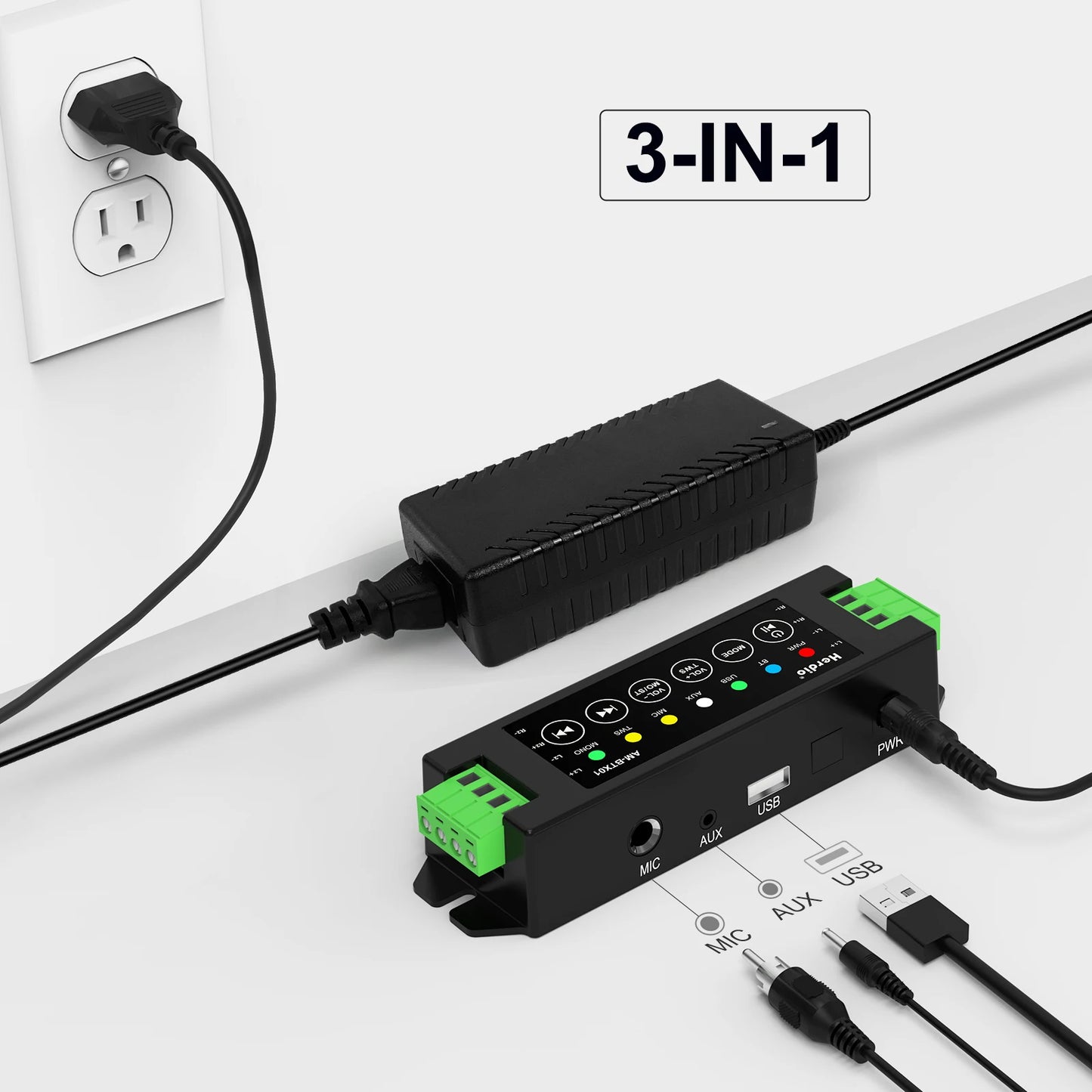Herdio 4 Channel Bluetooth Amplifier 200W Power Output With USB