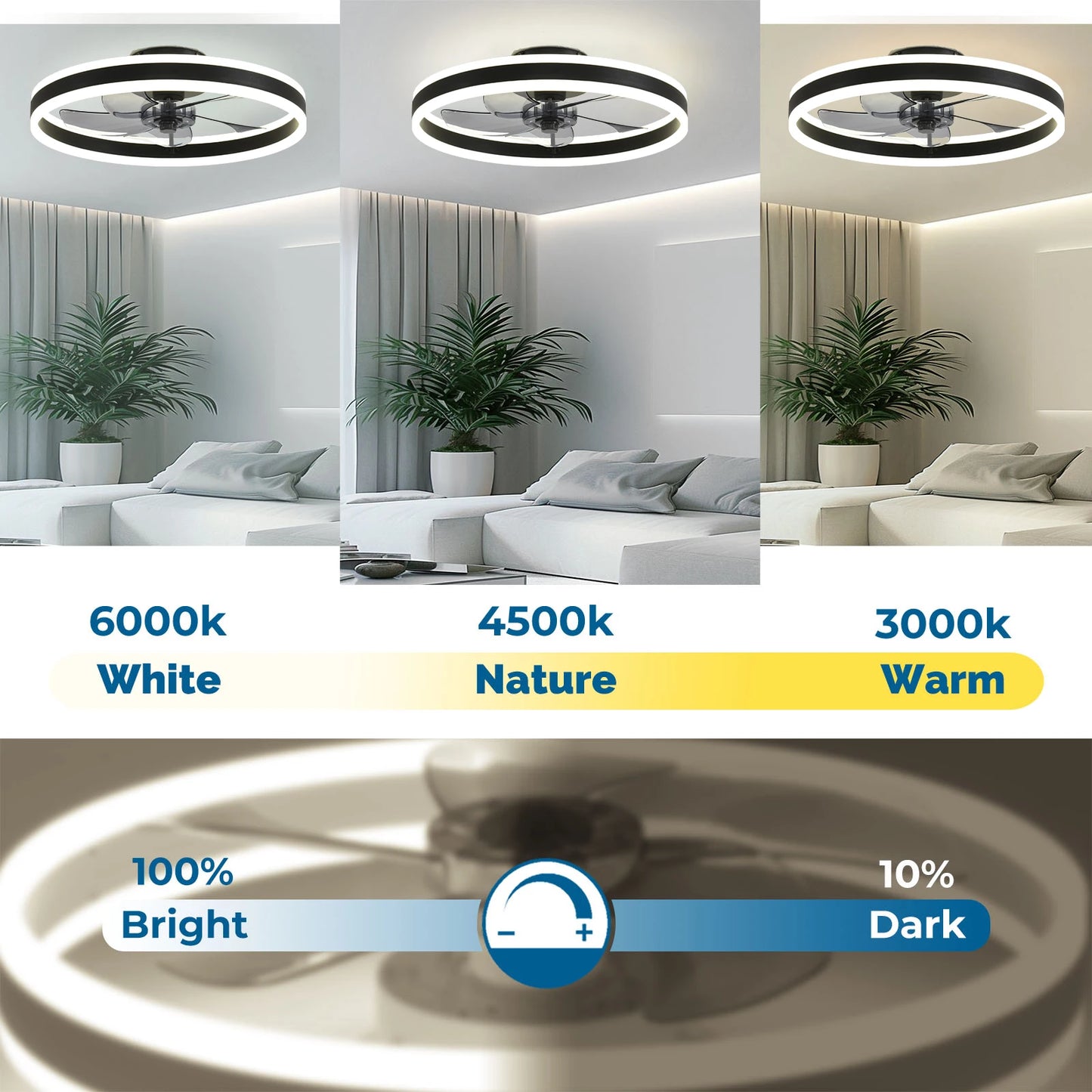 Orison Ceiling Fan With Remote Control Low Profile LED Dimmable