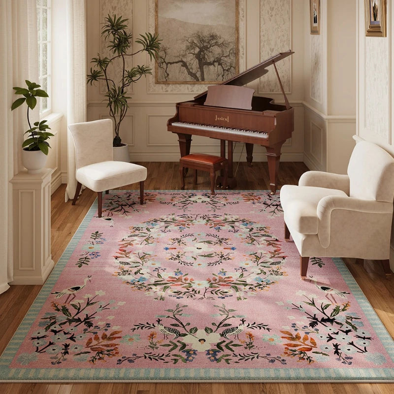 French Style Plush Floral Pattern Area Rug For Living Room Decor