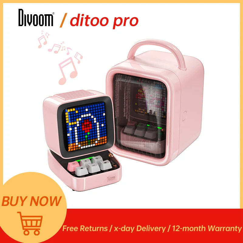 Divoom Ditoo Pro Retro Pixel Art Bluetooth Speaker LED Display Alarm Clock
