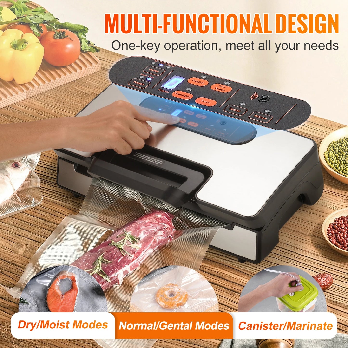 Succebuy 130W Vacuum Sealer With Free Bags For Food Freshness