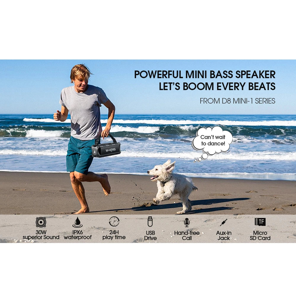 W-King D8mini 30W Bluetooth Speaker For Portable Outdoor Use