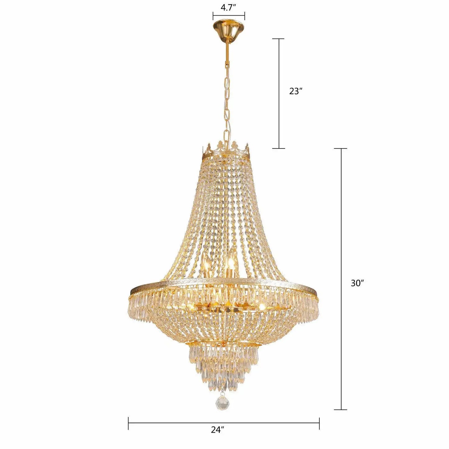 Bymaocar Luxury Crystal Chandelier Modern French Empire LED Ceiling Light