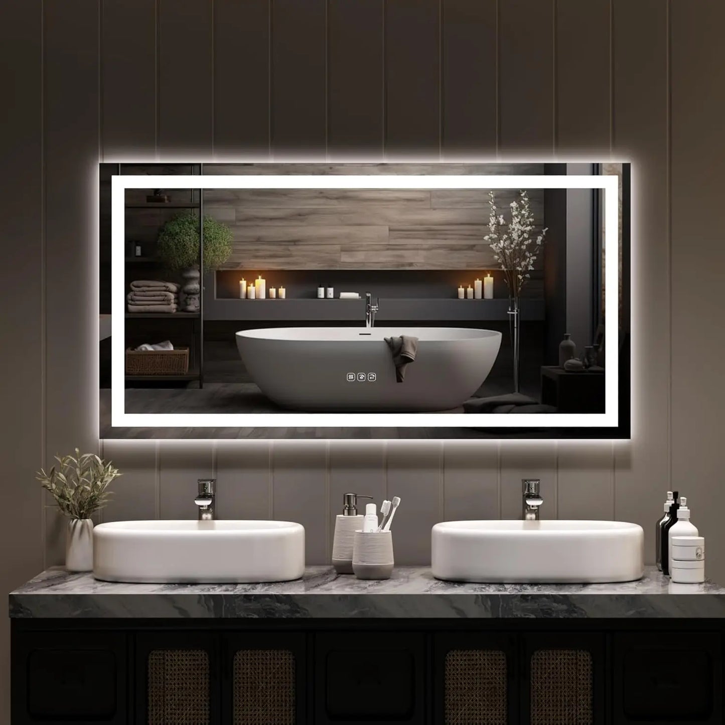 TWISTER.CK LED Bathroom Mirror With Memory Front And Back Lighting