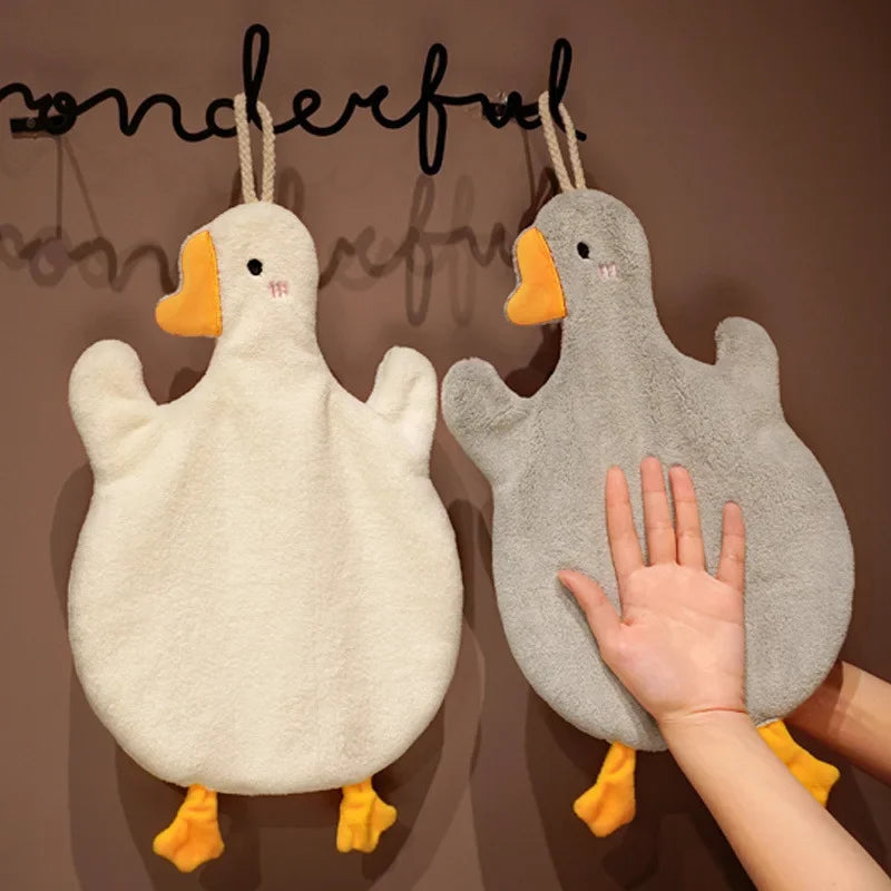 Cartoon Goose Hand Towel Polyester Cotton Hanging Absorbent Kitchen And Bathroom