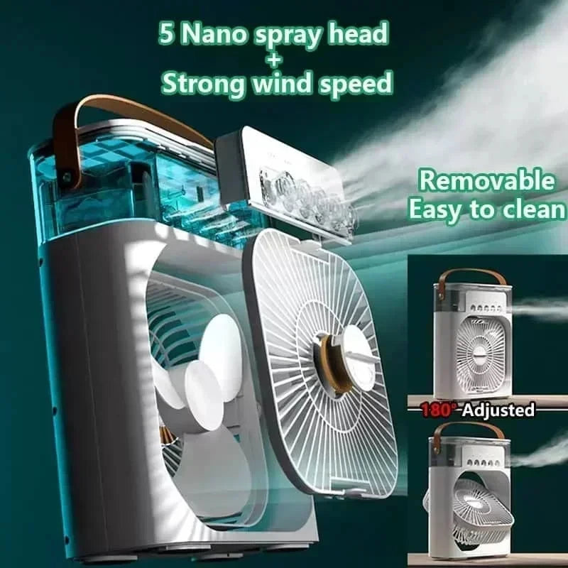 OIMG Multifunctional Humidifier Fan USB Portable Air Cooler Night Light