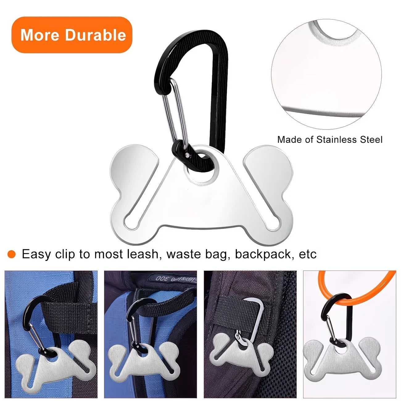 Stainless Steel Hands Free Dog Poop Bag Holder With Clip