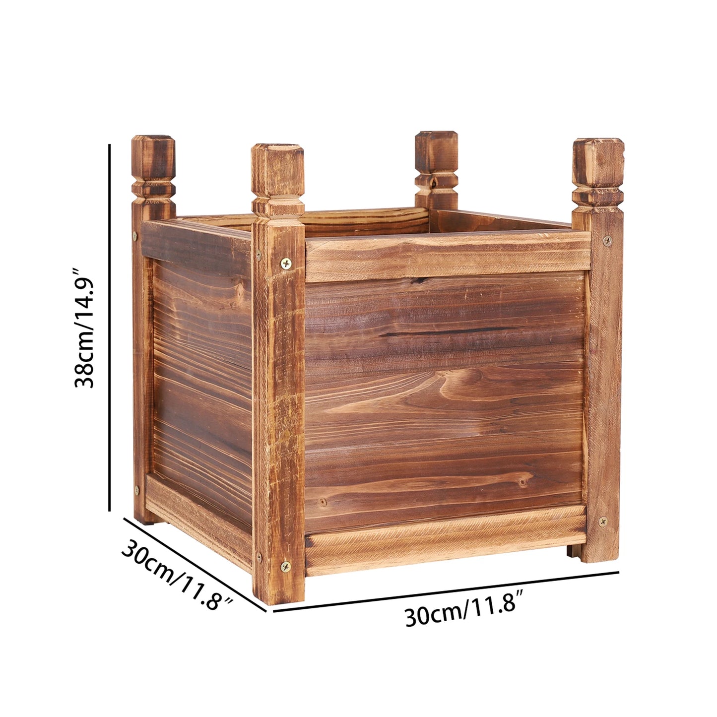 Premium Pine Wood Raised Planter Box For Indoor Garden Use